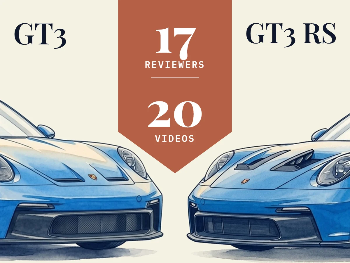 GT3 vs GT3 RS: 17 reviewers compared across 20 videos